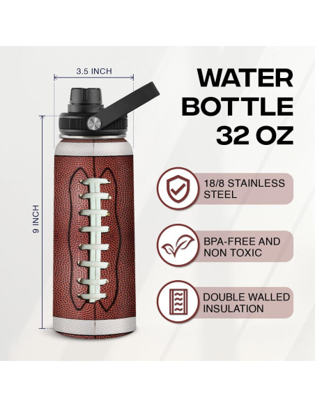 Botella de Agua SANDJEST 0.95L Acero Inoxidable Aislada Fútbol Botella de Agua SANDJEST 0.95L Acero Inoxidable Aislada Fútbol
