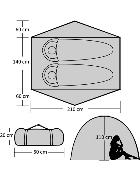 Carpa de Camping BISINNA para 2 Personas Impermeable 3 Temporadas Carpa de Camping BISINNA para 2 Personas Impermeable 3 Temporadas