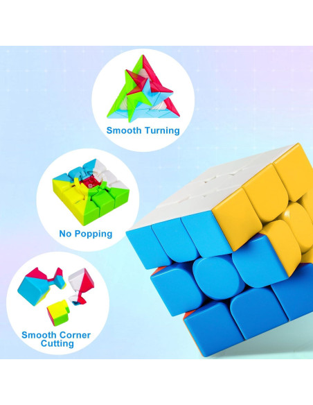 Juego de 5 Cubos Mágicos AuntyFey - 2x2, 3x3, 4x4, Megaminx y Pirámide Juego de 5 Cubos Mágicos AuntyFey - 2x2, 3x3, 4x4, Megaminx y Pirámide