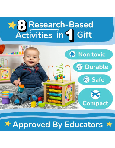 Cubo de Actividad de Madera ToyVentive 5 en 1 para Niños