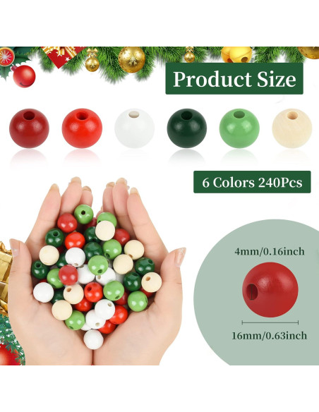 240 Perlas de Madera Natural AllReal 16mm Navidad DIY 240 Perlas de Madera Natural AllReal 16mm Navidad DIY