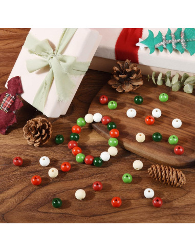 240 Perlas de Madera Natural AllReal 16mm Navidad DIY