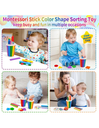 Juguetes Montessori FCSONU para Niños 1-3 Años - Clasificación de Colores y Formas