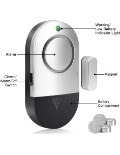 Alarma de Ventana y Puerta Toeeson 120dB - Paquete de 6 2