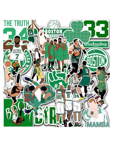 Paquete de 35 Calcomanías Boston Celtics - Impermeables