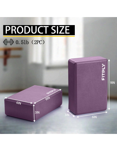 Bloques de Yoga Fitply 2 Pack Antideslizantes EVA 22.86x15.24cm Bloques de Yoga Fitply 2 Pack Antideslizantes EVA 22.86x15.24cm