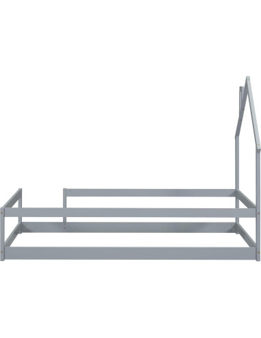 Cama Twin Hausway con Cabecera en Forma de Casa Gris