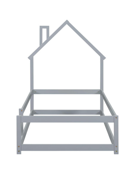 Cama Twin Hausway con Cabecera en Forma de Casa Gris Cama Twin Hausway con Cabecera en Forma de Casa Gris
