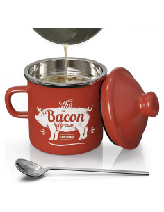 Contenedor de Grasa de Tocino PGYARD 425ML con Colador Rojo