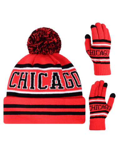 Gorro Beanie Clásico Vintage con Calavera y Guantes Cálidos