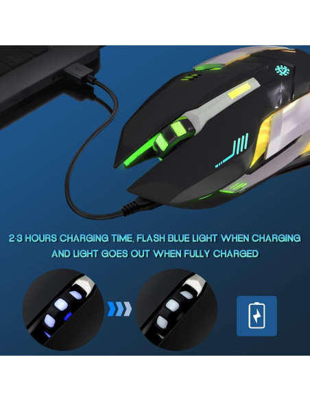 Ratón Gaming Inalámbrico VEGCOO C9BK Silencioso LED 400mAh Ratón Gaming Inalámbrico VEGCOO C9BK Silencioso LED 400mAh