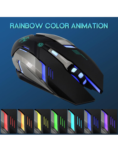 Ratón Gaming Inalámbrico VEGCOO C9BK Silencioso LED 400mAh