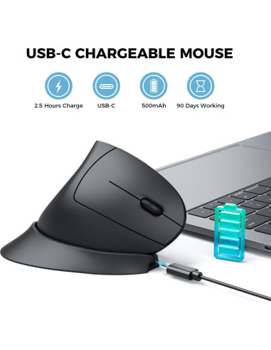 iClever Ratón Ergonómico Vertical Inalámbrico 2.4G 4 DPI