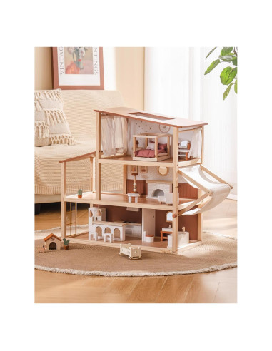 Casa de Muñecas de Madera ROBUD Bohemia con 37 Piezas
