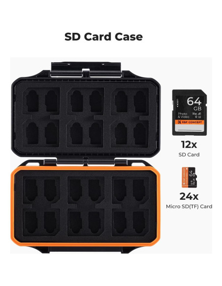 Estuche K&F Concept para 36 Tarjetas SD y Micro SD Resistente Estuche K&F Concept para 36 Tarjetas SD y Micro SD Resistente