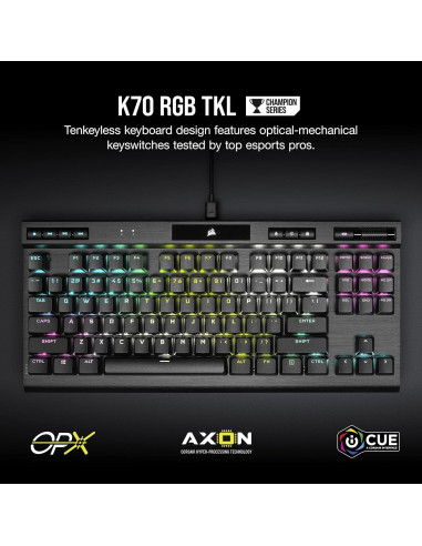 Teclado Mecánico Corsair K70 RGB TKL OPX Tenkeyless Negro