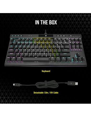 Teclado Mecánico Corsair K70 RGB TKL OPX Tenkeyless Negro