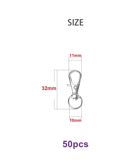 Ganchos de Snap Giratorios ZoloAJay 50pcs Metal Plata 32mm Ganchos de Snap Giratorios ZoloAJay 50pcs Metal Plata 32mm