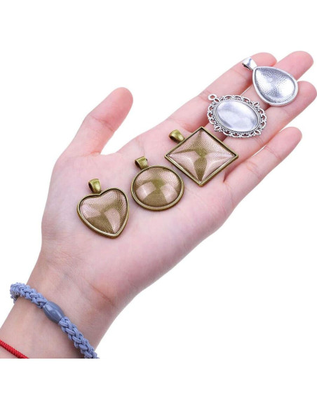 Bandejas para Colgantes Anezus 60 Pcs con Cabochones de Vidrio Bandejas para Colgantes Anezus 60 Pcs con Cabochones de Vidrio