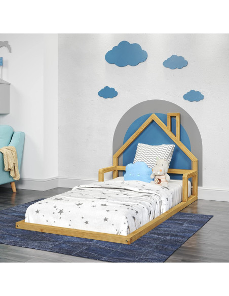 Cama de Piso Twin P'kolino Casita Madera Natural Montessori Cama de Piso Twin P'kolino Casita Madera Natural Montessori
