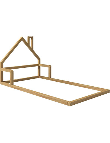 Cama de Piso Twin P'kolino Casita Madera Natural Montessori