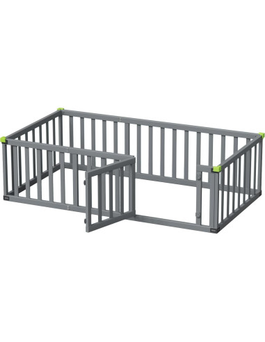 Cama Montessori Twin ROOMTEC Gris Madera Maciza con Valla