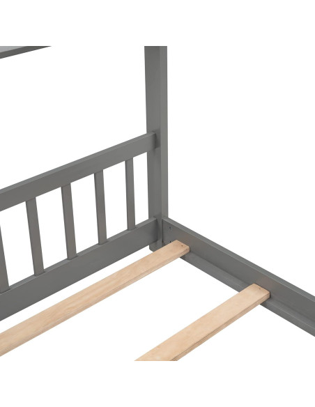 Cama Montessori de Piso Completo Bellemave Gris con Cabecera Cama Montessori de Piso Completo Bellemave Gris con Cabecera