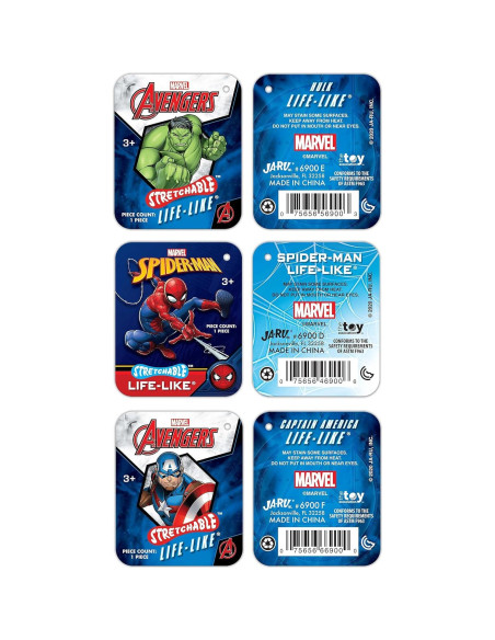 Juguetes Elásticos Marvel Avengers - 3 Unidades Hulk, Spiderman y Capitán América Juguetes Elásticos Marvel Avengers - 3 Unidades Hulk, Spiderman y Capitán América