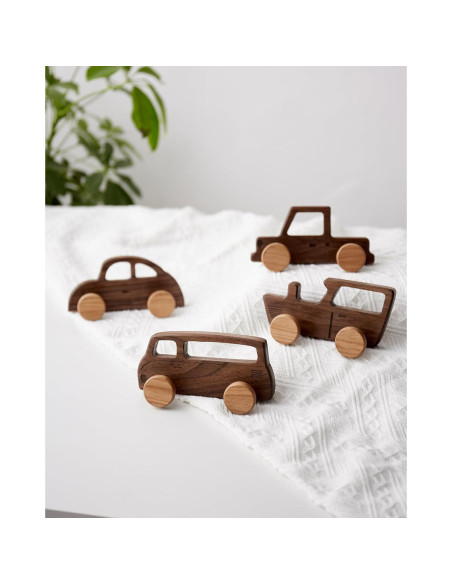 Ganchos de abrigo Vinoil en forma de coche de madera - 4 unidades Ganchos de abrigo Vinoil en forma de coche de madera - 4 unidades