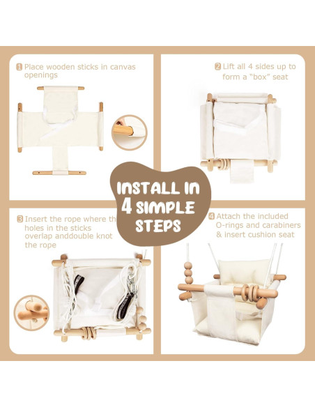 Silla de Columpio para Bebés Tislly - Lona y Madera, 59 kg Silla de Columpio para Bebés Tislly - Lona y Madera, 59 kg