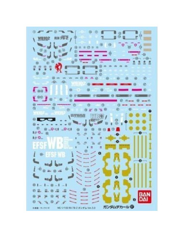 Calcomanías de Agua Bandai Hobby GD-97 MG Gundam 3.0