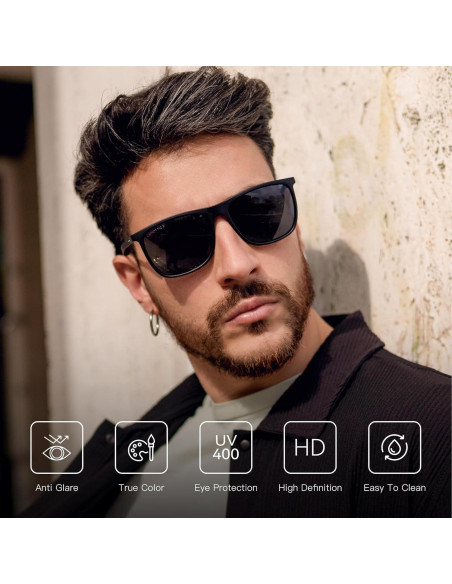 Gafas de sol ZENOTTIC cuadradas polarizadas UV400 para hombres Gafas de sol ZENOTTIC cuadradas polarizadas UV400 para hombres