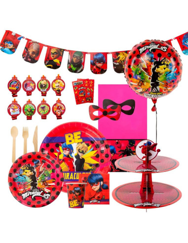 Kit de Fiesta Miraculous Ladybug con Stickers y Decoraciones