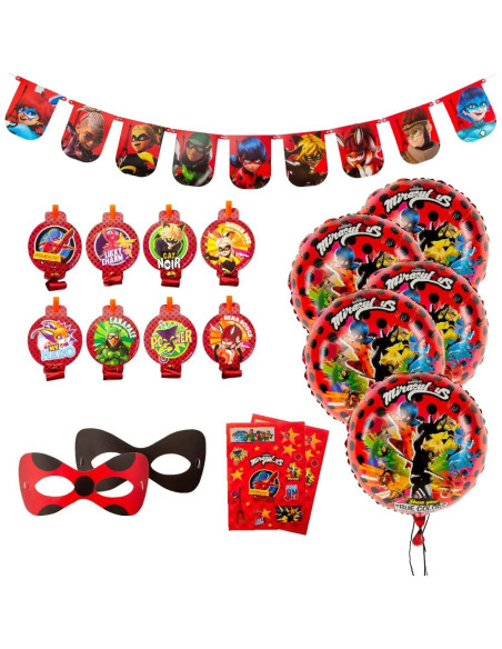 Kit de Fiesta Miraculous Ladybug con Stickers y Decoraciones Kit de Fiesta Miraculous Ladybug con Stickers y Decoraciones