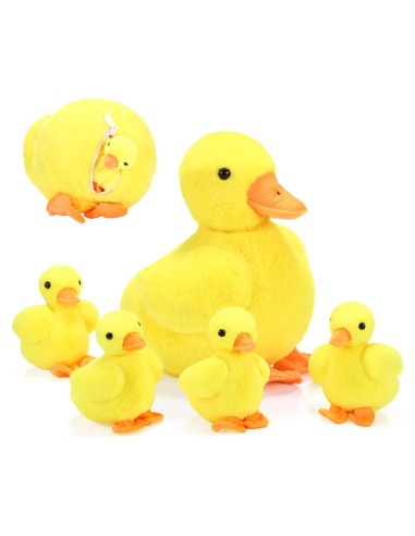 Conjunto de Peluches de Pato Amarillo Zomiboo 5 Pcs - Suaves y Abrazables