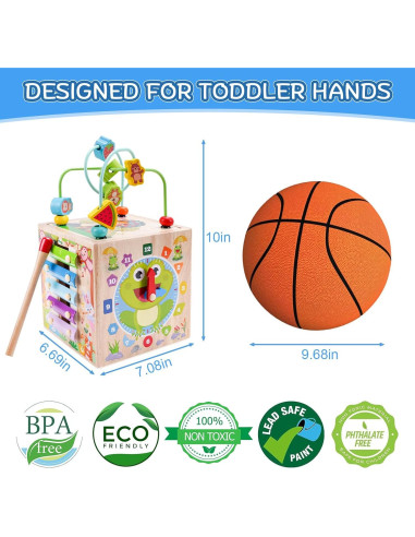 Cubo de Actividad de Madera KMTJT para Niños 1-3 Años Rosa