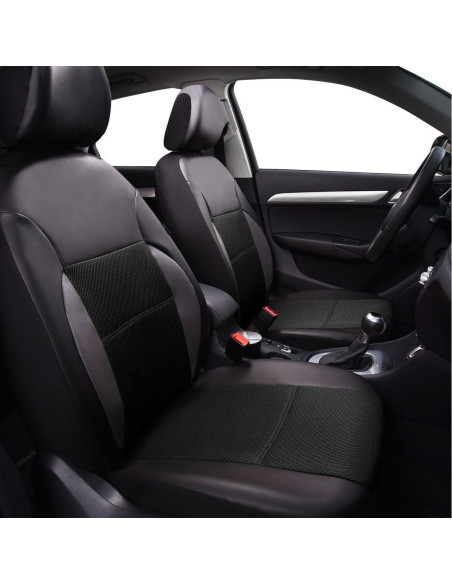 Cubiertas de Asiento de Coche CAR PASS - Cuero PU Negro para 2 Asientos Delanteros Cubiertas de Asiento de Coche CAR PASS - Cuero PU Negro para 2 Asientos Delanteros