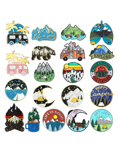 Conjunto de 20 Pines de Esmalte Janinka para Camping