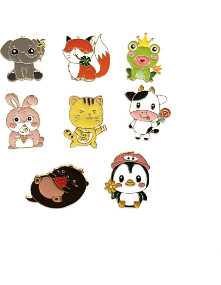 Conjunto de Pines de Esmalte Animales 8 Piezas para Ropa Conjunto de Pines de Esmalte Animales 8 Piezas para Ropa