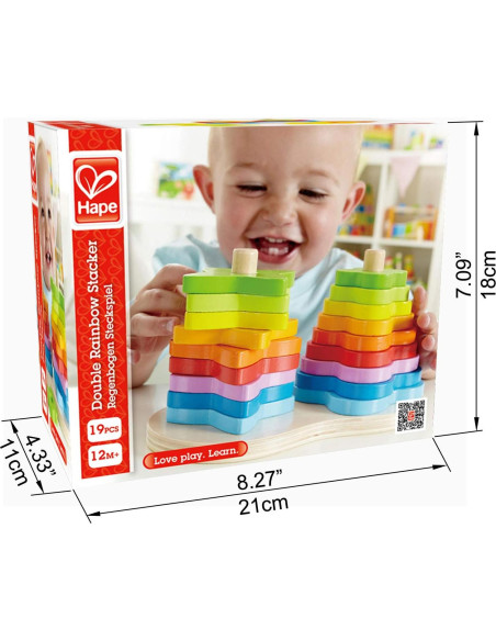 Juego de Apilamiento Doble Arcoíris Hape - Juguete Educativo 1+ Años Juego de Apilamiento Doble Arcoíris Hape - Juguete Educativo 1+ Años