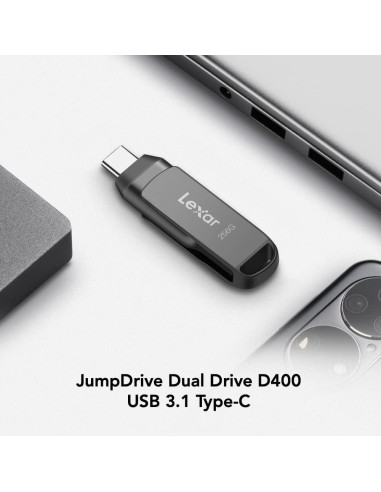 Unidad Flash Lexar 128GB D400 USB 3.2 Tipo-C y Tipo-A