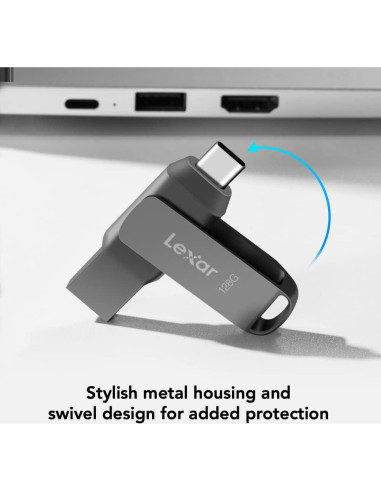 Unidad Flash Lexar 128GB D400 USB 3.2 Tipo-C y Tipo-A