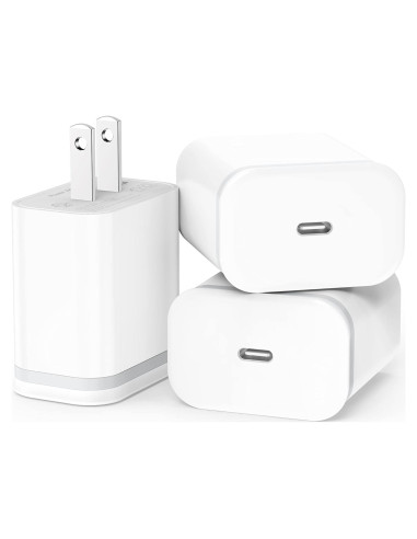 Cargador USB C 20W LUOATIP 3-Pack Adaptador Rápido