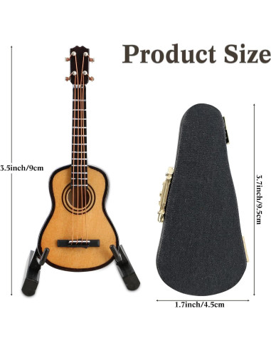 Guitarra Miniatura EASTROCK 8 cm Madera con Soporte y Estuche