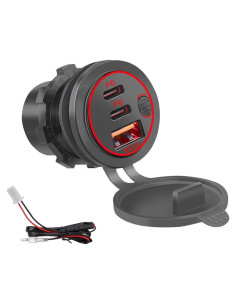 Cargador de coche USB Kework 3 Puertos 18W QC 3.0 Luz Roja