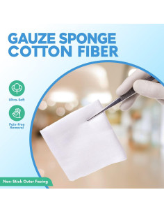 Esponjas de Gasa HEALQU 5x5cm - Paquete de 200, 4 Capas 2