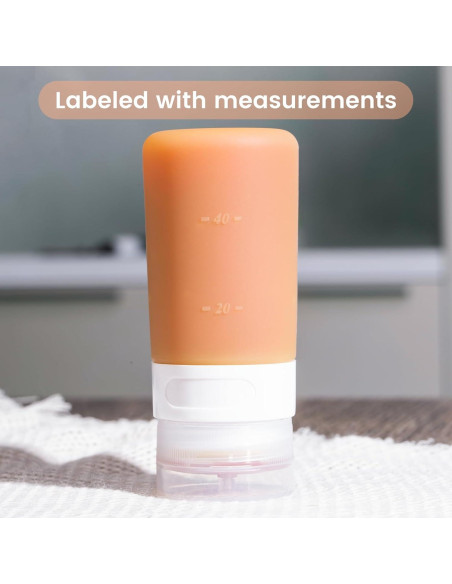 Botellas de Squeeze MICEBAY 2 oz Silicona a Prueba de Fugas - Paquete de 4 Botellas de Squeeze MICEBAY 2 oz Silicona a Prueba de Fugas - Paquete de 4