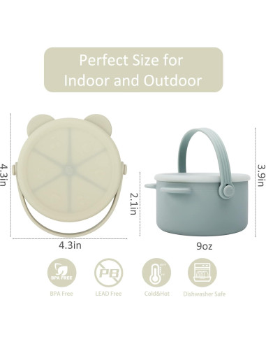 Tazas de Snack Silicona Dilovely 266 ml A prueba de Derrames