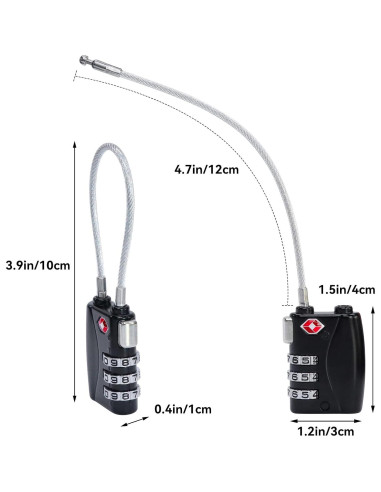AOUTACC 2 Pack Candado TSA y Etiquetas de Equipaje Aluminio