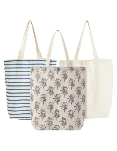 Juego de 3 bolsas de lona Juvale - Reutilizables multicolores 38x42 cm